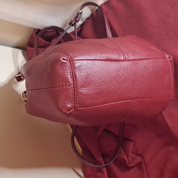 🎁 NEW Coach Lexy Pebble Soft Dark Red Leather Satchel Crossbody Bag - Picture 7 of 9